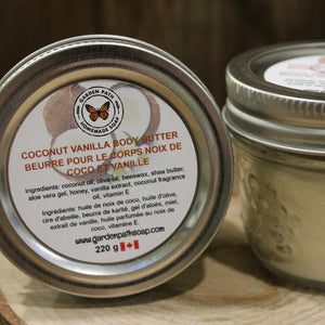 Coconut Vanilla Body Butter | Tropical Scented Intense Moisturizer - Garden Path Homemade Soap