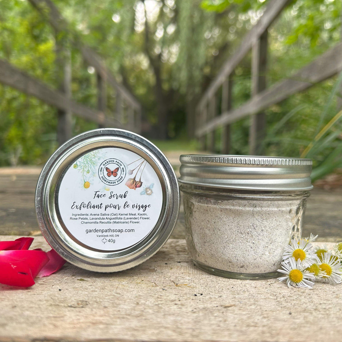 all natural facial scrub using herbs from our gardens