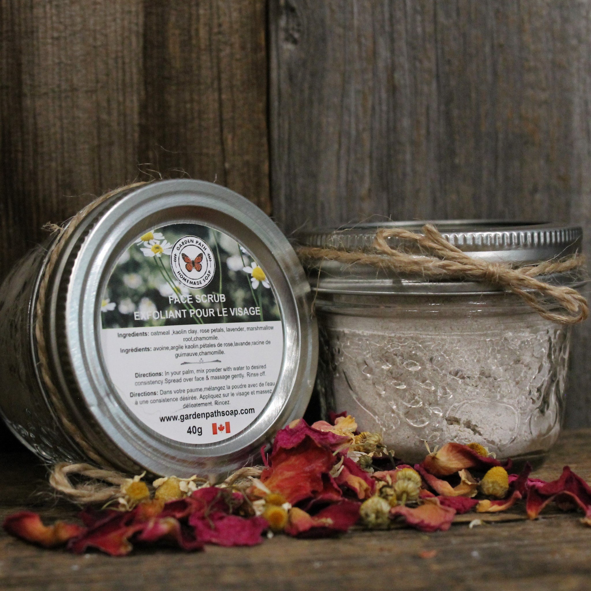 all natural facial scrub using herbs from our gardens