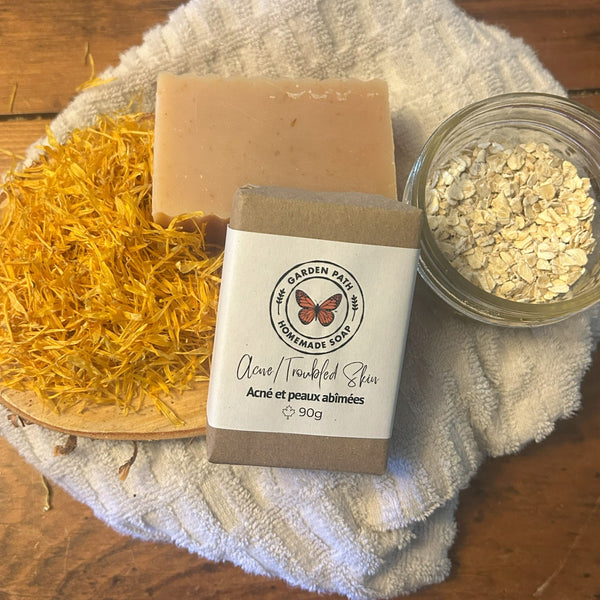 Acne Bar Soap | 100% Natural Exfoliating Soap with Essential Oils - Garden Path Homemade Soap