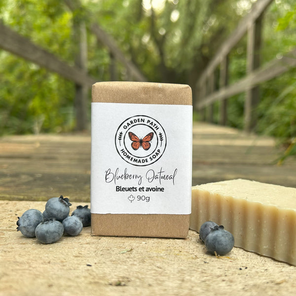 Blueberry Oatmeal Bar Soap | Naturally Exfoliating Soap Scented with Blueberry Fragrance - Garden Path Homemade Soap