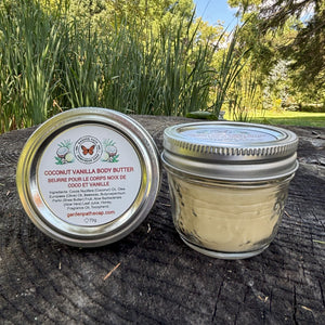 Coconut Vanilla Body Butter | Tropical Scented Intense Moisturizer - Garden Path Homemade Soap