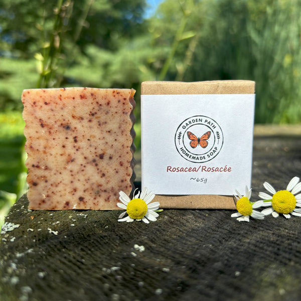 Savon facial en barre - Rosacée | 100% d'ingrédients anti-inflammatoires naturels - Garden Path Homemade Soap