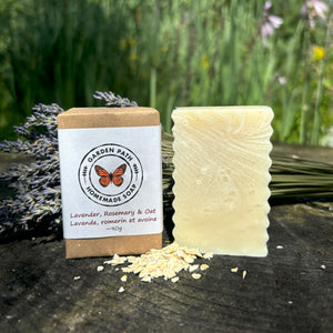 Savon en barre à la lavande, au romarin et à l'avoine | Savon exfoliant 100% naturel aux huiles essentielles - Garden Path Homemade Soap