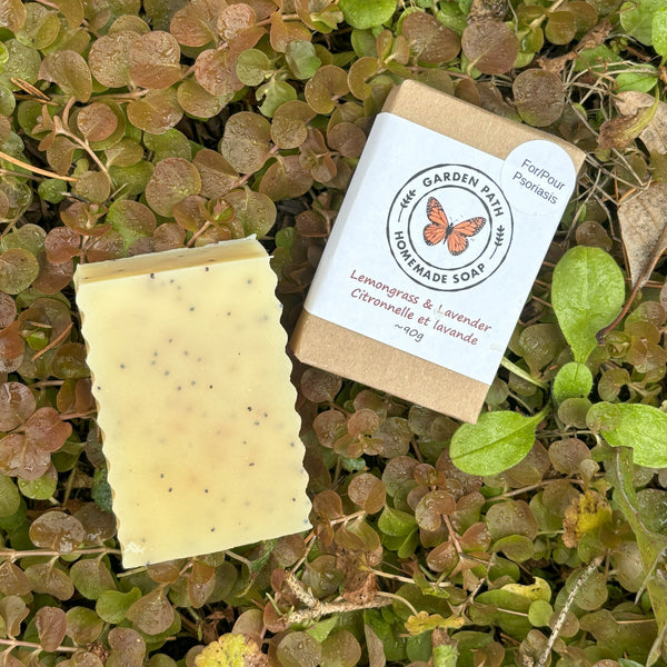 Savon en barre à la citronnelle et à la lavande (pour le psoriasis) | Savon exfoliant 100% naturel aux huiles essentielles - Garden Path Homemade Soap