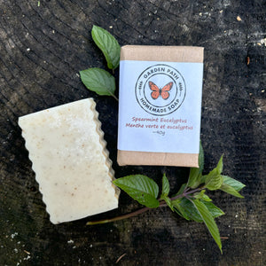 Savon en barre à la menthe verte et à l'eucalyptus | 100% d'huiles essentielles et d'ingrédients naturels - Garden Path Homemade Soap