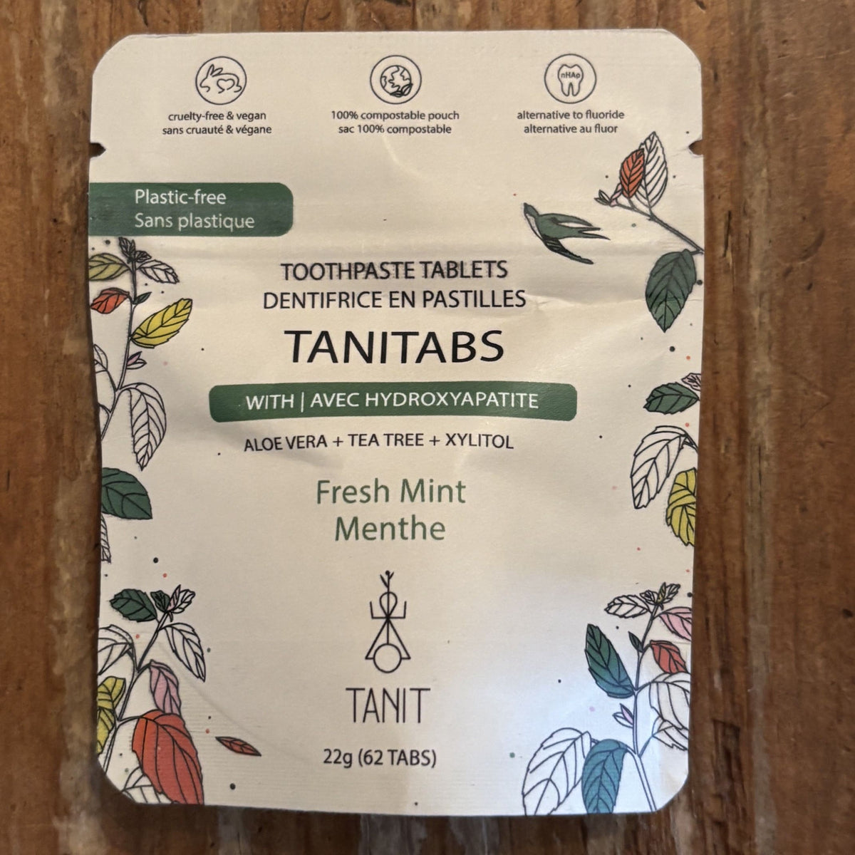plastic free packaging for refill pack of mint toothpaste tablets