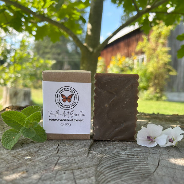 Vanilla-Mint & Green Tea Bar Soap | Fragrance & Essential Oil made with Green Tea - Garden Path Homemade Soap