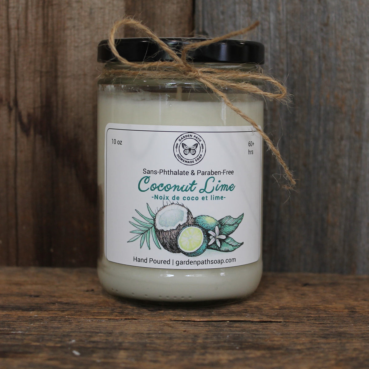 Large Coconut Lime Soy Wax Candles - Garden Path Homemade Soap