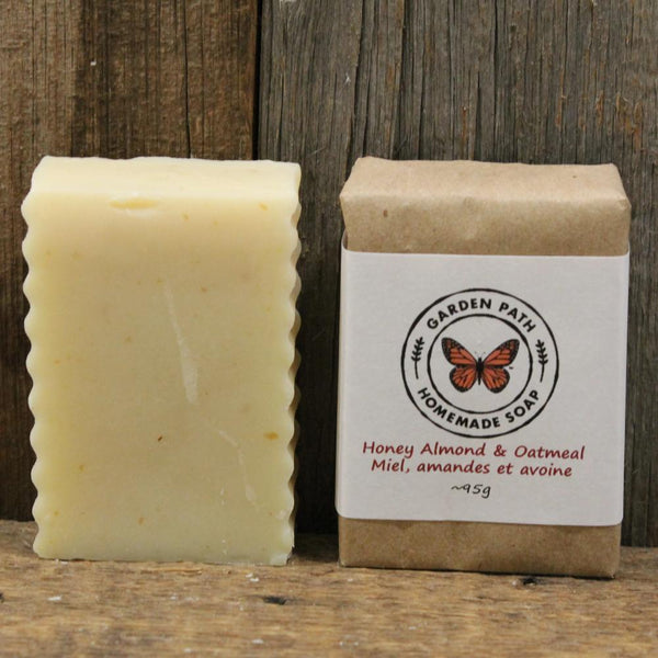 Honey Almond & Oatmeal Bar Soap | Gentle Exfoliating Bar Soap - Garden Path Homemade Soap