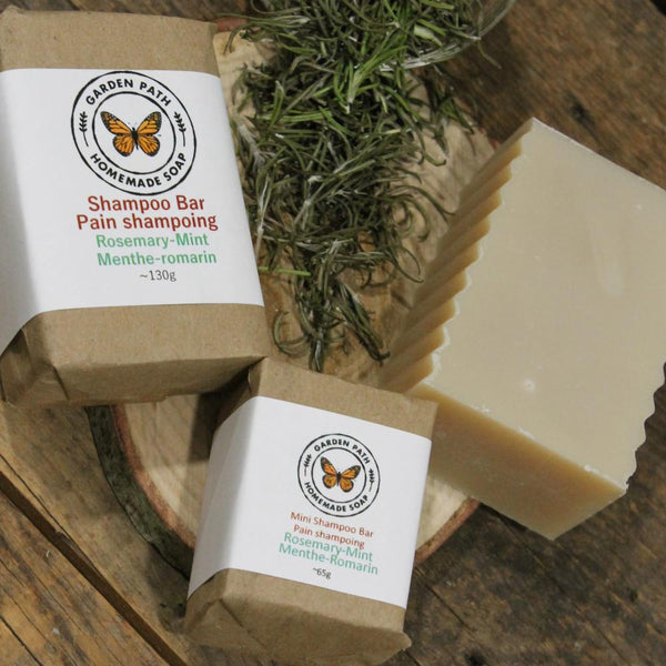 Rosemary Mint Shampoo Bar | 100% Natural Ingredients | Made with Beer - Garden Path Homemade Soap
